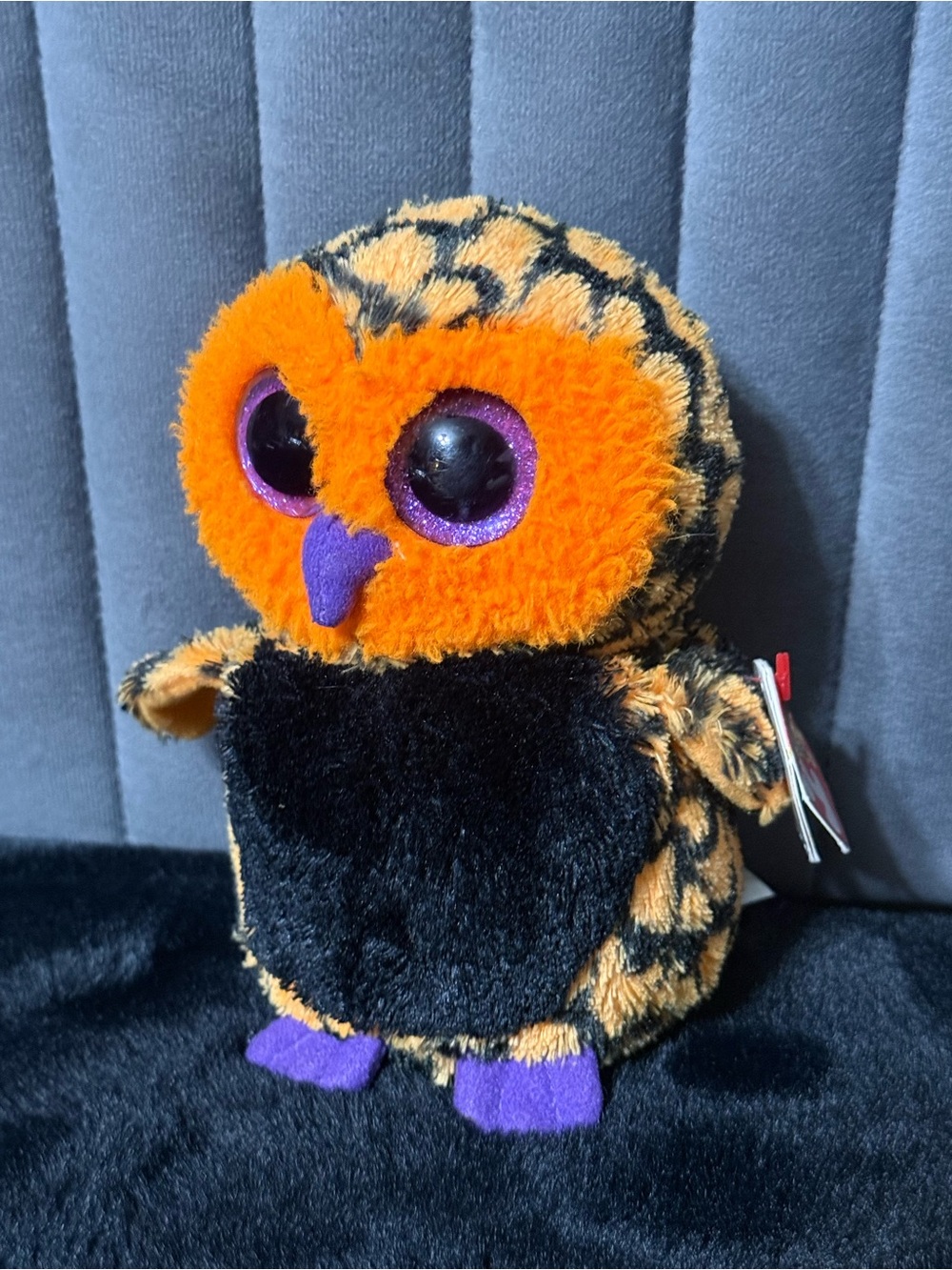 Ty Beanie Boos Owlette Orange Black Owl Plush Purple Glitter Eyes 2013 w/ Tags